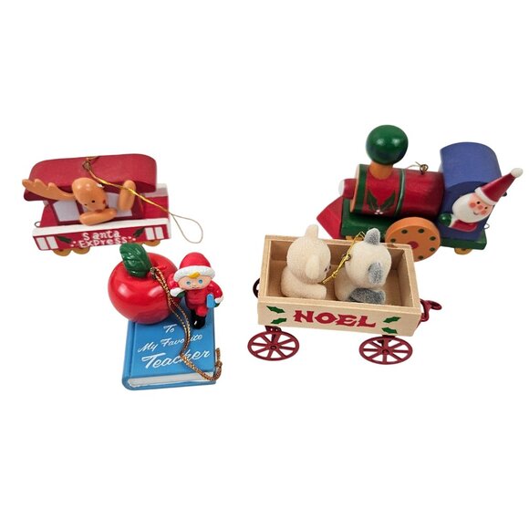 Avon Christmas Ornament Lot 8 Bears Train Angel Bell Teacher Santa Express - Picture 9 of 9